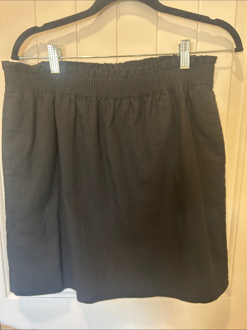 J. Crew Factory Black Elastic-Waist Mini Skirt w/side pockets